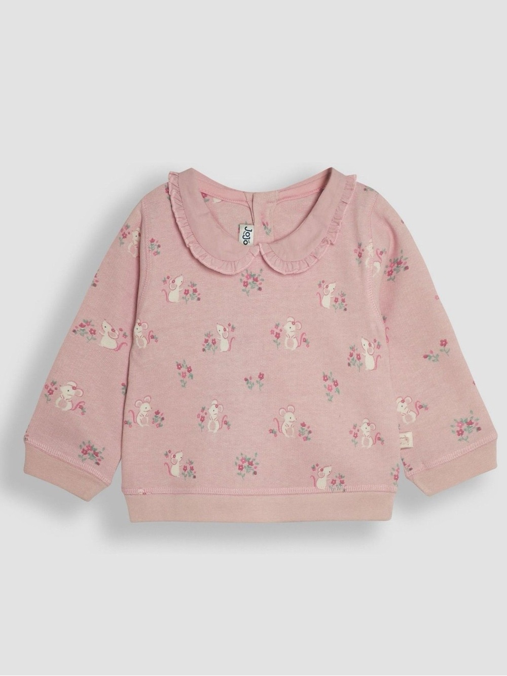 JoJo Maman Bebe Pink Pretty Mouse Collared Sweatshirt NWT